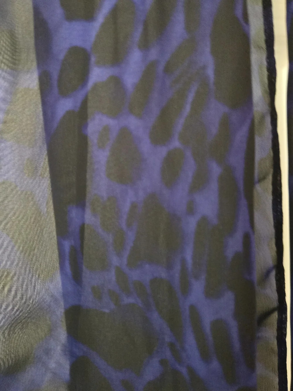 Blue and Black Leopard Print Scarf